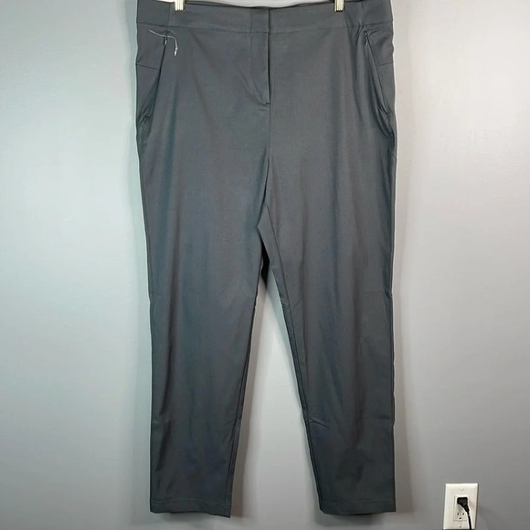 LOLE NWT Travel Pants Grey Elasticized Waist Zippered Pockets Straight Taper 16 - Picture 10 of 10